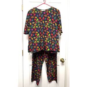 Maggie Shepherd Lounge 2 Piece Set Abstract Australia Elastic Waist 90s Size M